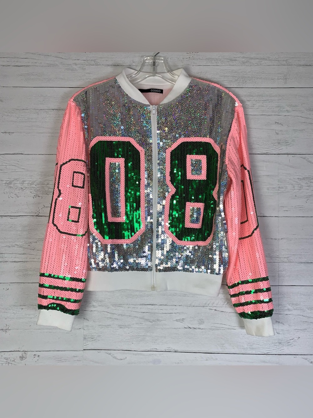 Codigo Pink and Green Sequin Jacket 08 one size NWOT
